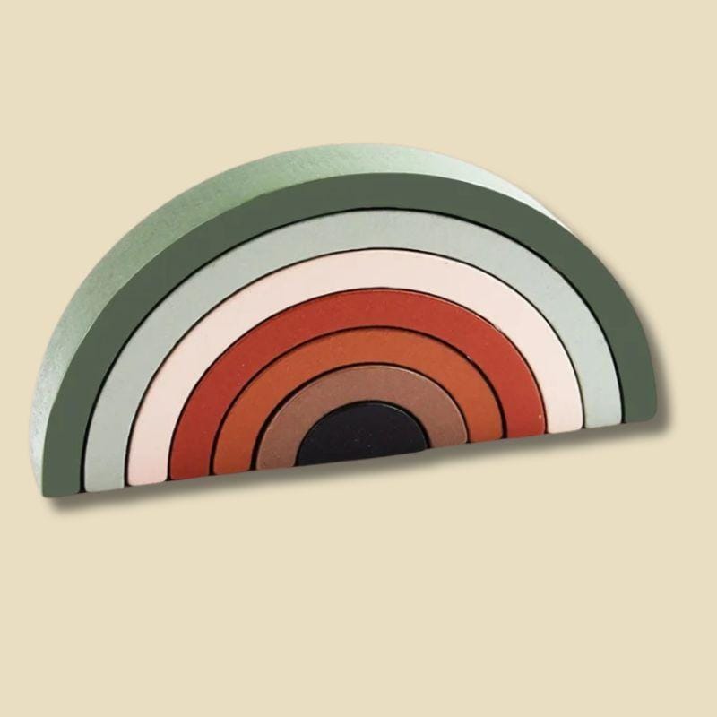 Jeu Montessori 3 ans | Arc en Ciel en Bois Arc en Ciel Gris-Brun