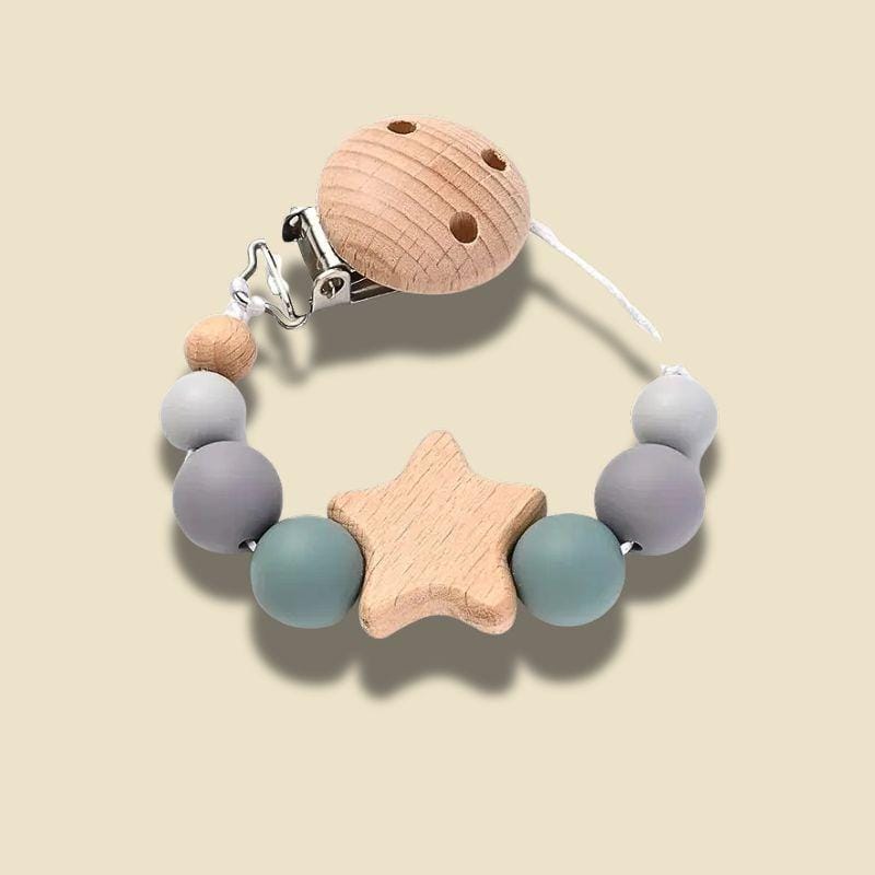 Attache Tétine Montessori | Ma petite Etoile Gris Bleu