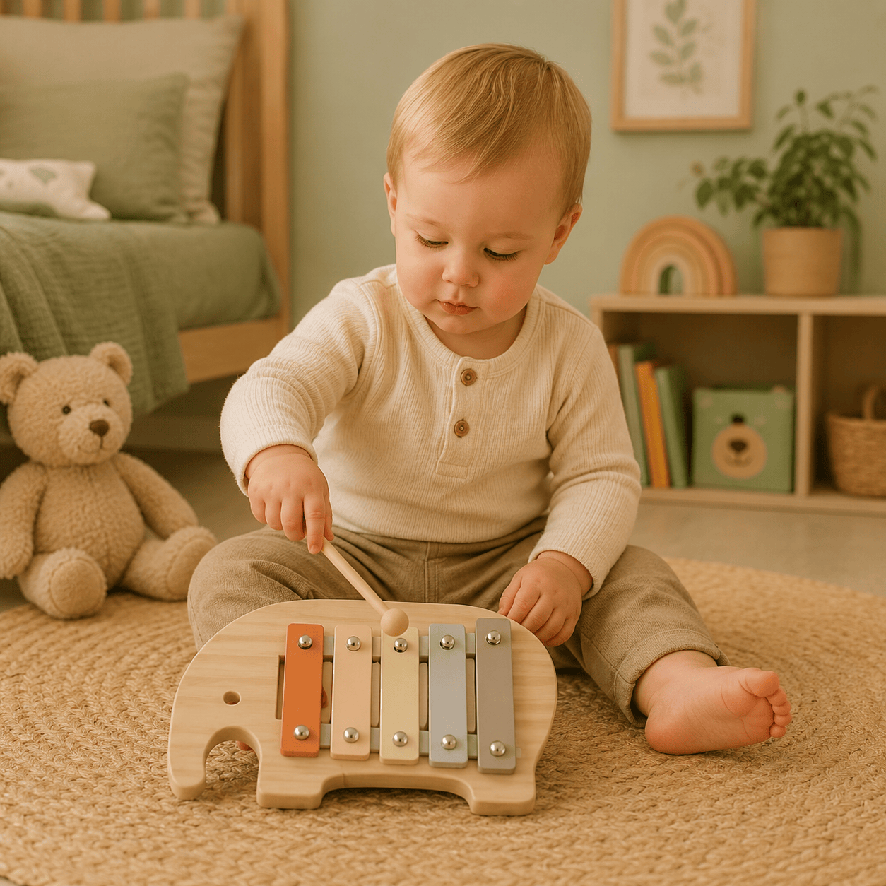 Jeux Montessori 1 an | Petit Elephant Xylophone – Éveil musical en bois