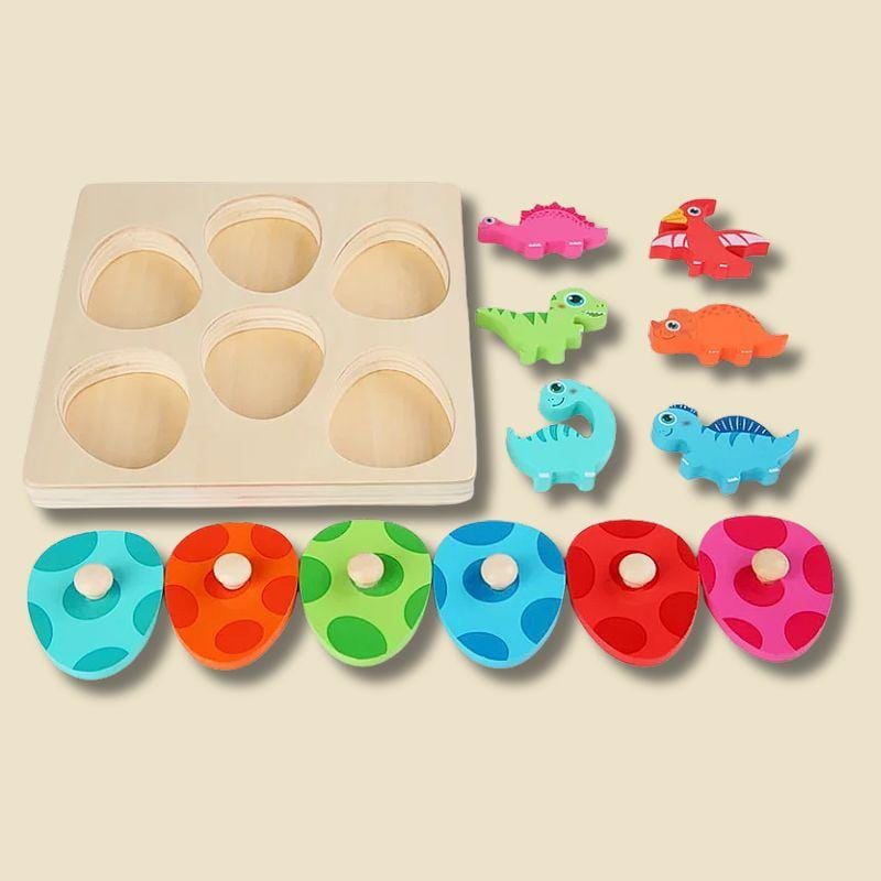 Jeux Montessori 2 ans | Le Petit Dinosaure en Bois