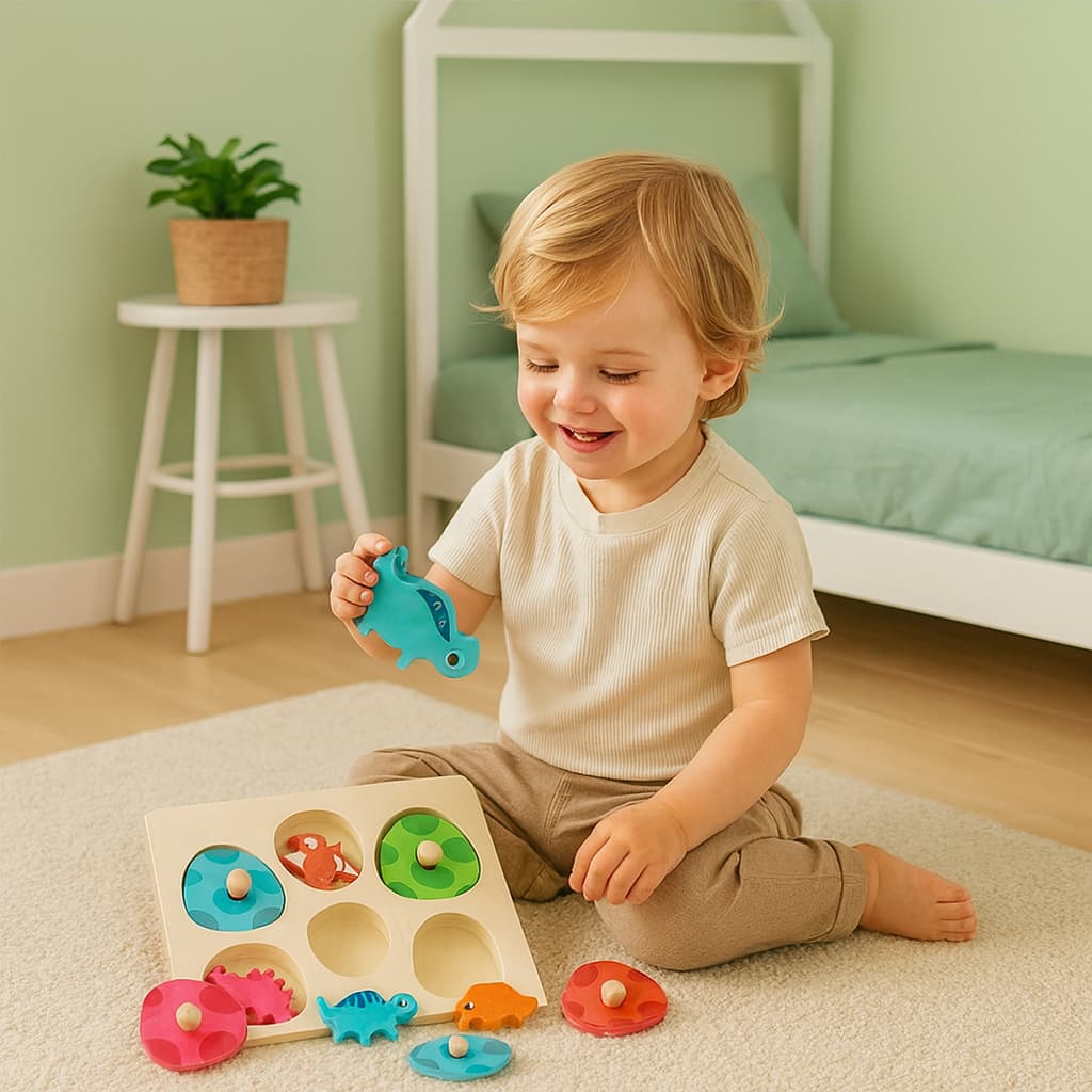 Jeux Montessori 2 ans | Le Petit Dinosaure en Bois