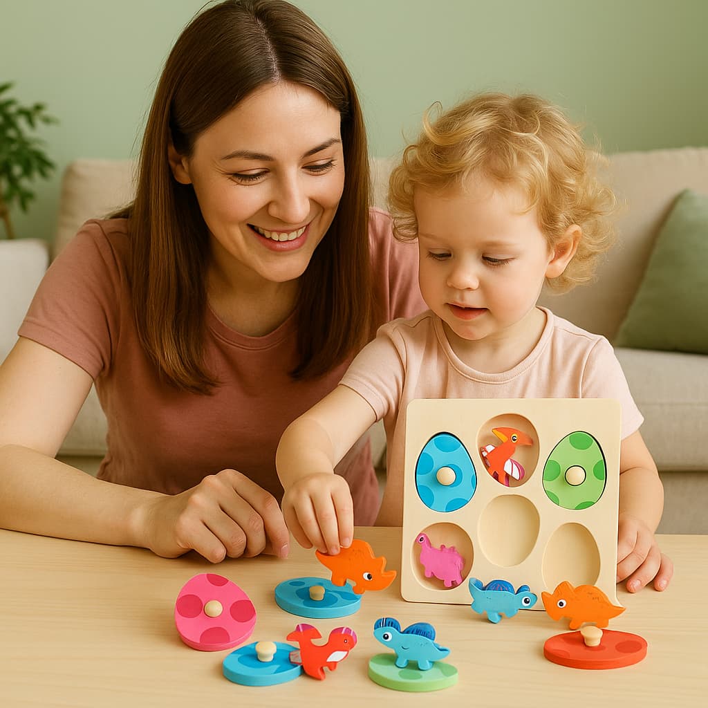 Jeux Montessori 2 ans | Le Petit Dinosaure en Bois