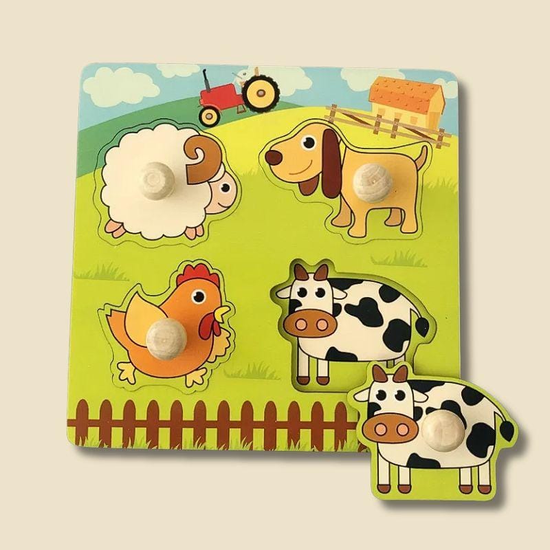 Jeux Montessori 2 ans | Mon premier Puzzle en Bois La Ferme