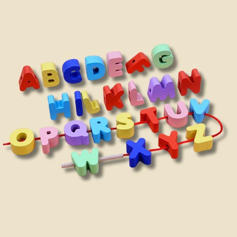 Jeux Montessori 2 ans | Tige à Enfiler L'Alphabet (26Pc)