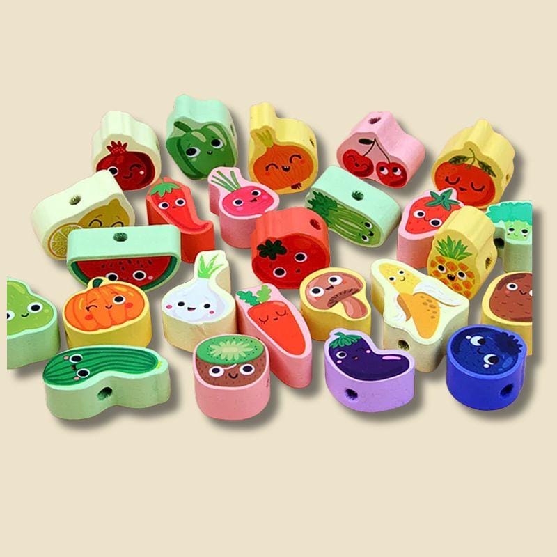 Jeux Montessori 2 ans | Tige à Enfiler Les Fruits (24Pc)