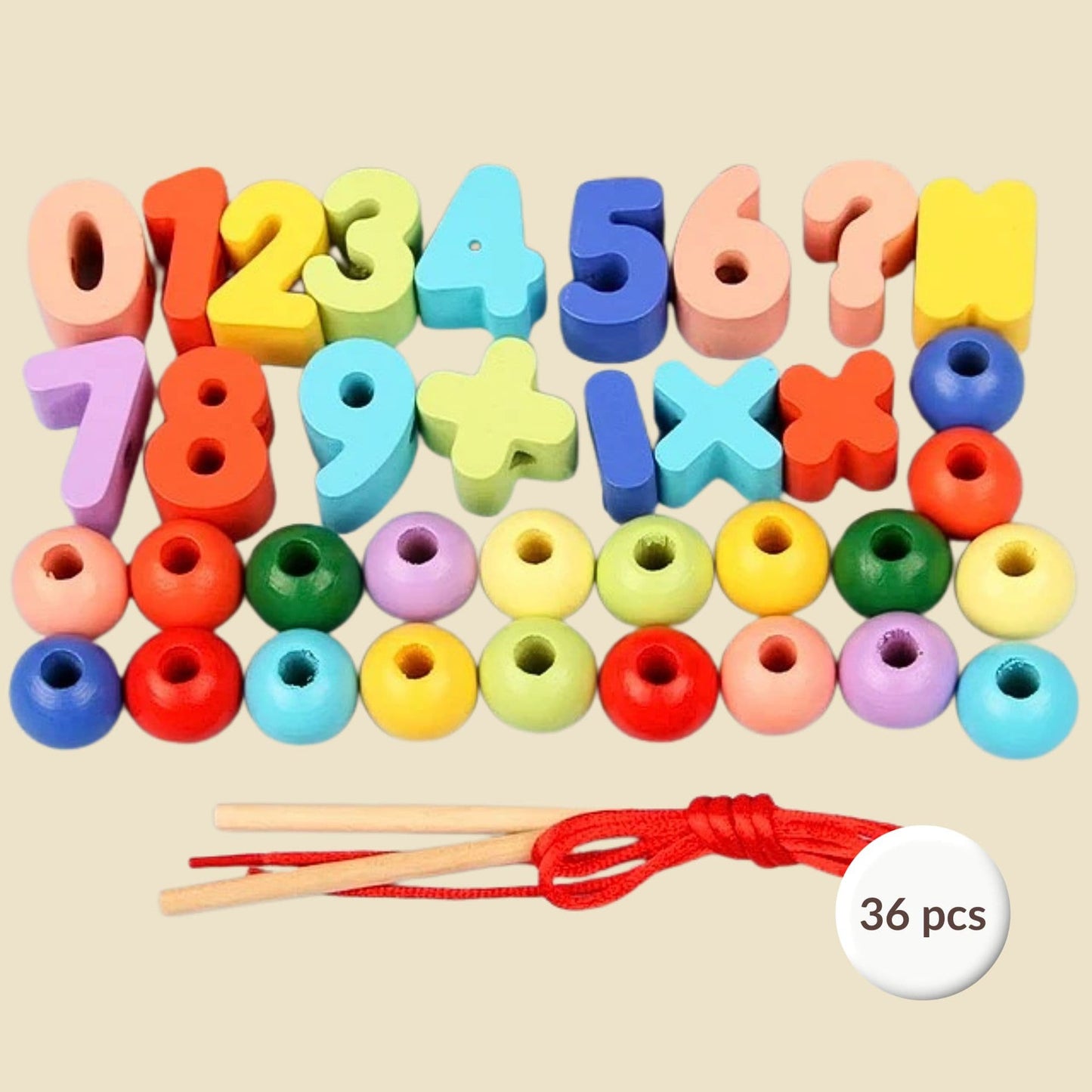 Jeux Montessori 2 ans | Tige à Enfiler – Motricité Fine & Premiers Apprentissages Les Nombres (36Pc)