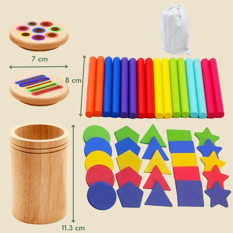 Jeux Montessori 3 ans | Éveil Durable Pot 16+25 Eléments