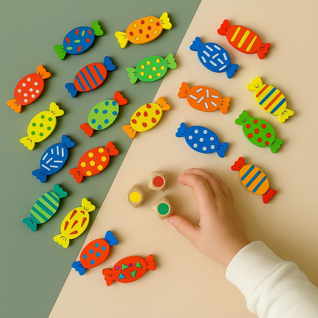 Jeux Montessori en Bois | Bonbons Colors Matching