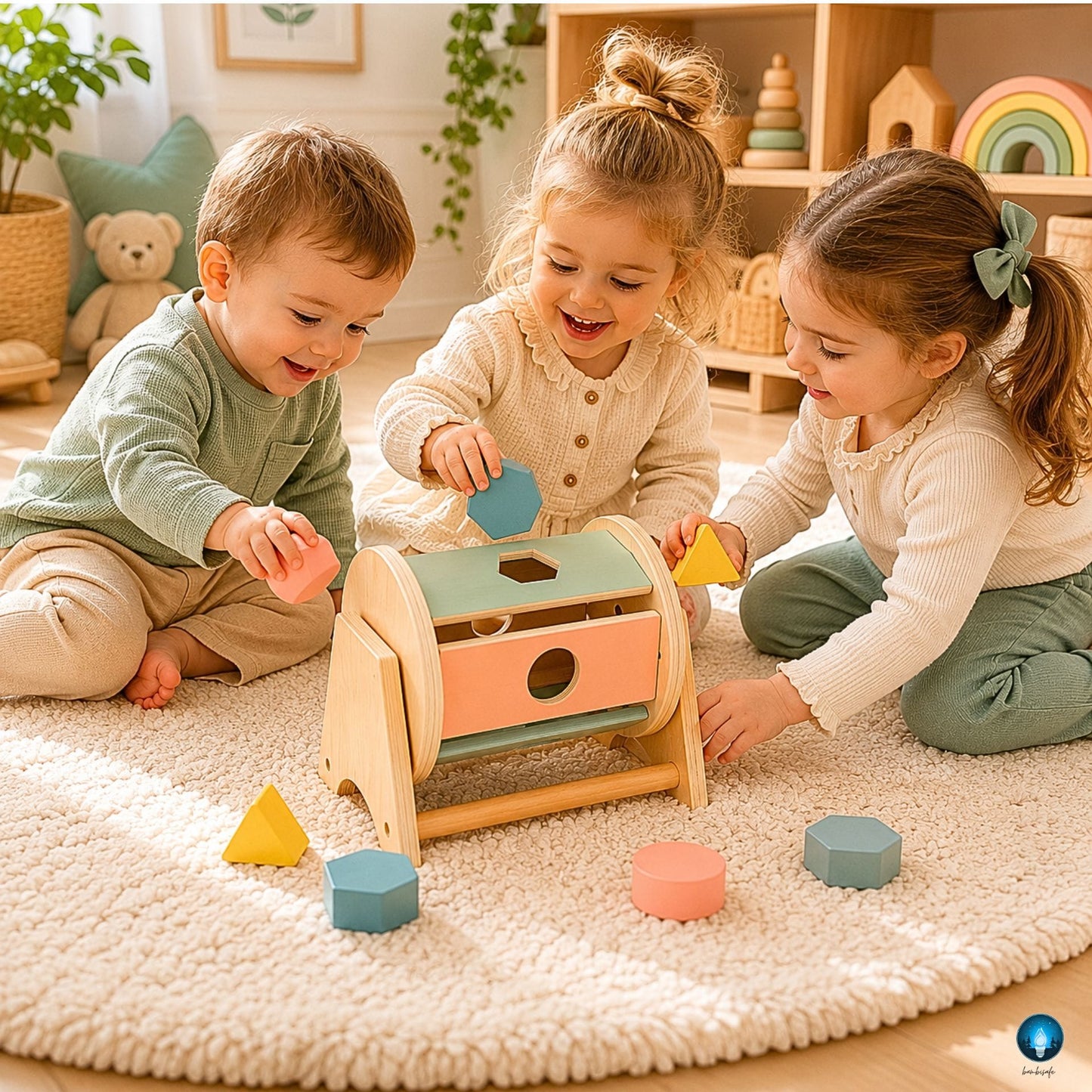 Jouet Montessori 1 an | Rolling Drum en Bois – Trier, Rouler, Découvrir