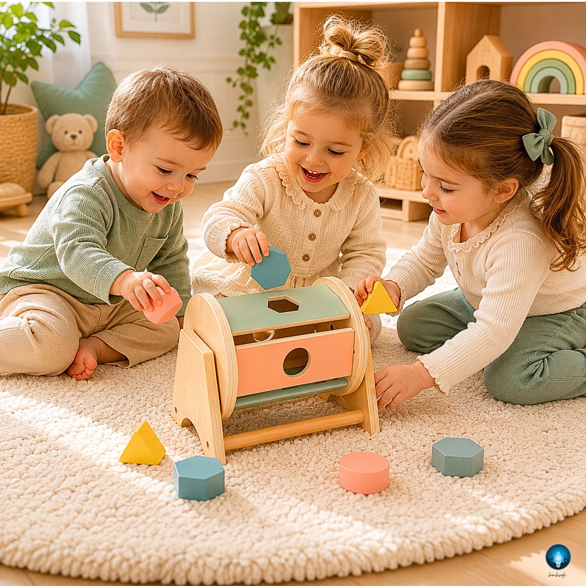 Jouet Montessori 1 an | Rolling Drum en Bois – Trier, Rouler, Découvrir