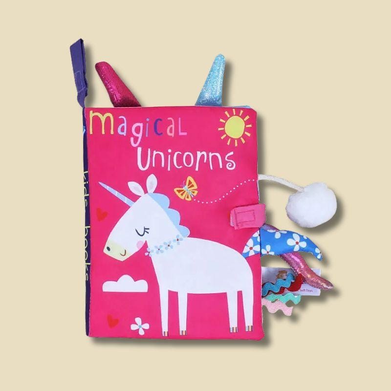 Jouet Montessori bébé | Livre d'éveil "Happy Book" Licorne