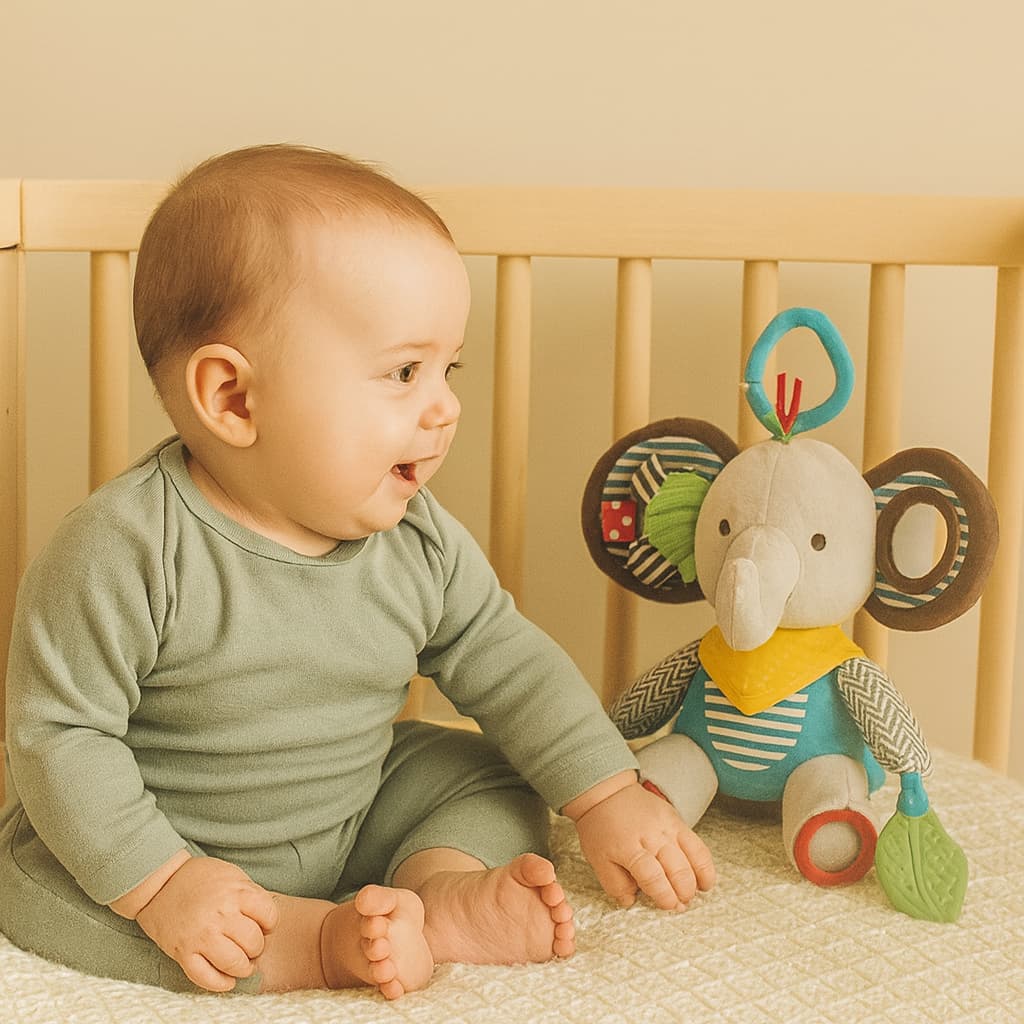 Jouet Montessori Bébé | Peluche Sensorielle Eléphant