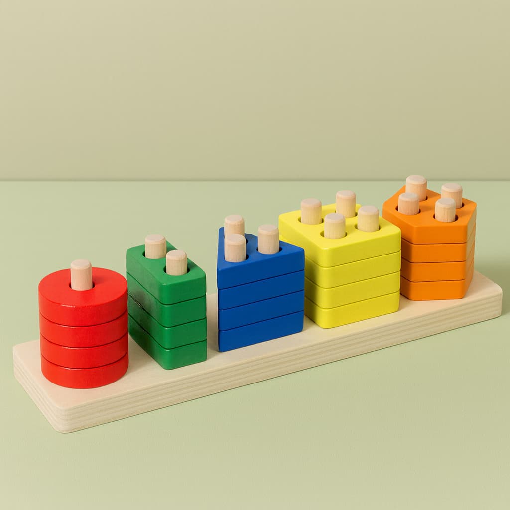 Montessori-jeux Formes Géométriques en Bois | Domino Couleurs Franches