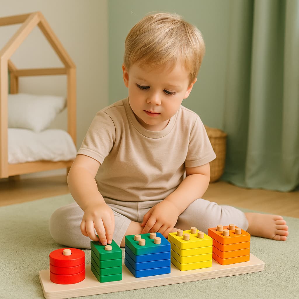 Montessori-jeux Formes Géométriques en Bois | Domino Couleurs Franches