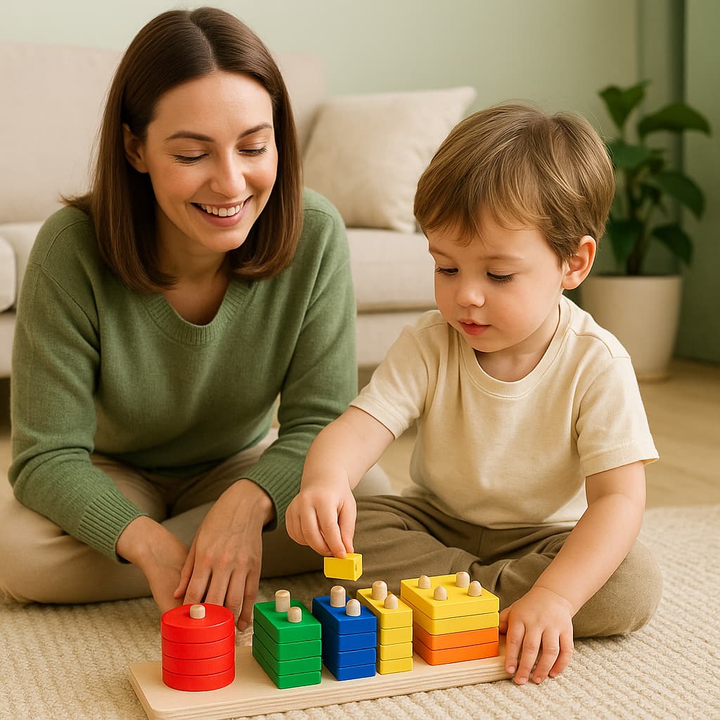 Montessori-jeux Formes Géométriques en Bois | Domino Couleurs Franches