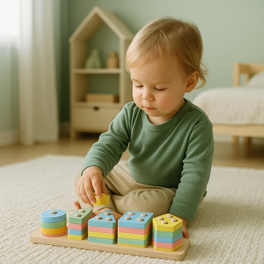 Montessori-jeux Formes Géométriques en Bois | Domino Couleurs Pastel