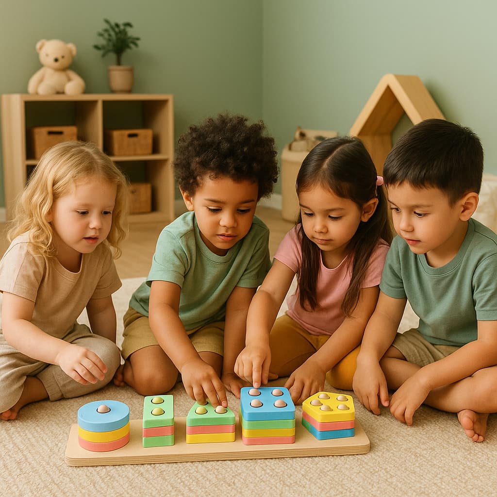 Montessori-jeux Formes Géométriques en Bois | Domino Couleurs Pastel