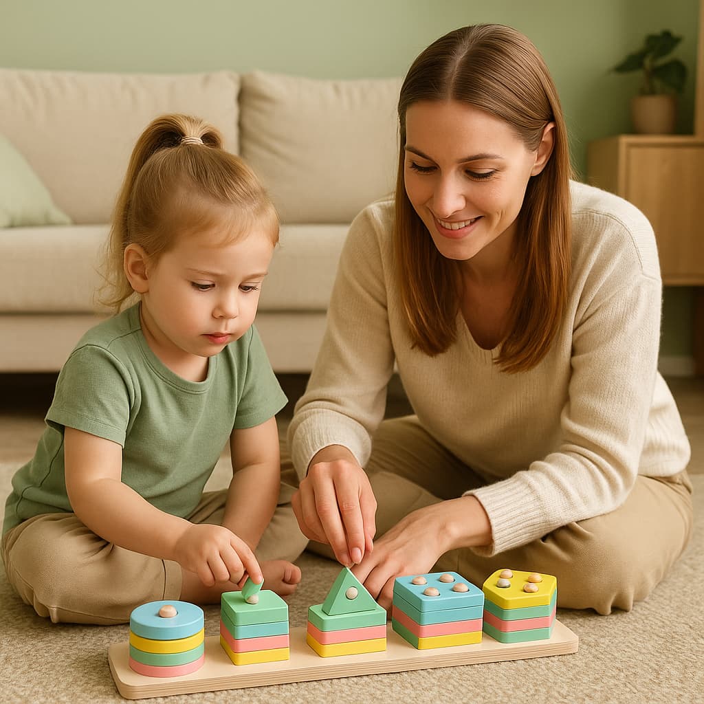 Montessori-jeux Formes Géométriques en Bois | Domino Couleurs Pastel