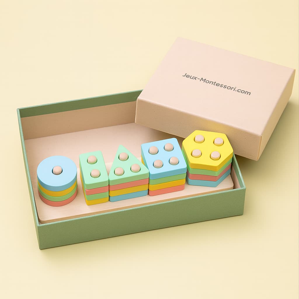 Montessori-jeux Formes Géométriques en Bois | Domino Couleurs Pastel