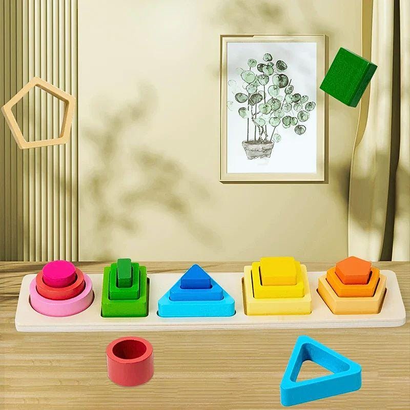Montessori-jeux Formes Géométriques en Bois |  Rond Carré Triangle