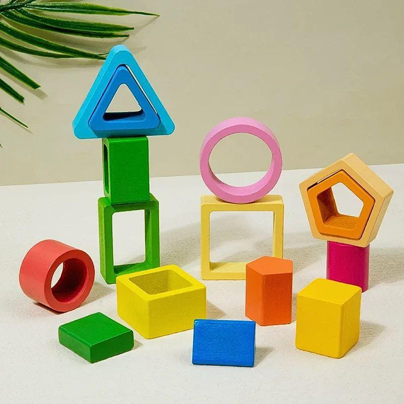 Montessori-jeux Formes Géométriques en Bois |  Rond Carré Triangle