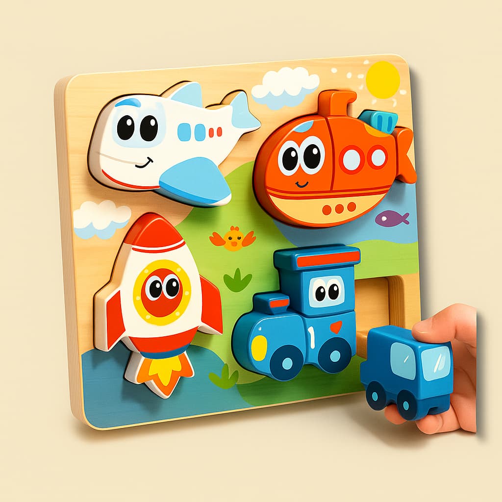 Puzzle Montessori Bois 3D | "Tous Mes Amis" Le Transport