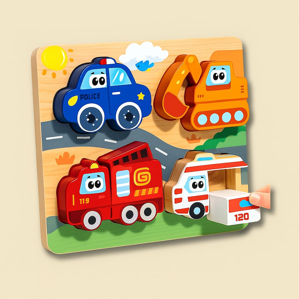 Puzzle Montessori Bois 3D | "Tous Mes Amis" Les Secours