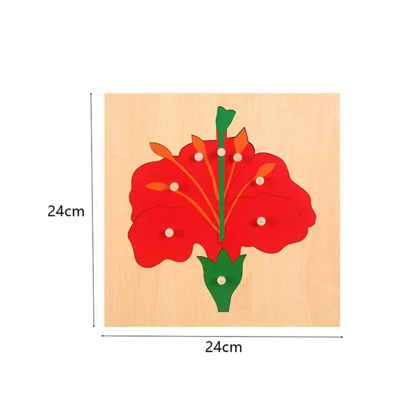 Puzzle Montessori en Bois | Mes Amis les Animaux Fleur